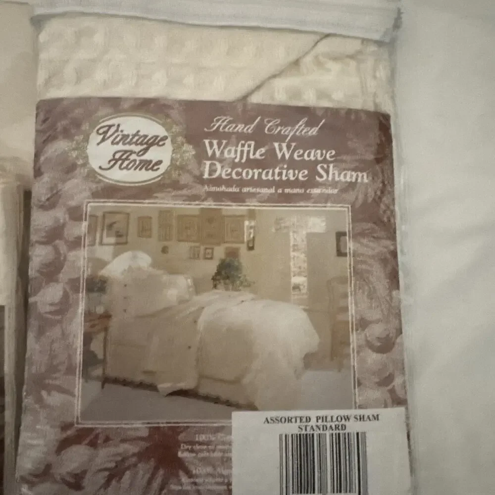 Vintage Home lot of 3 shams 90s waffle weave standard caroline embroidered